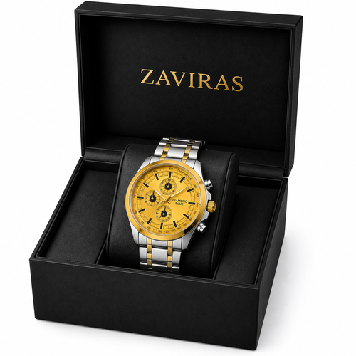 Luxury Chronograph Men’s Watch – Black & Gold Edition